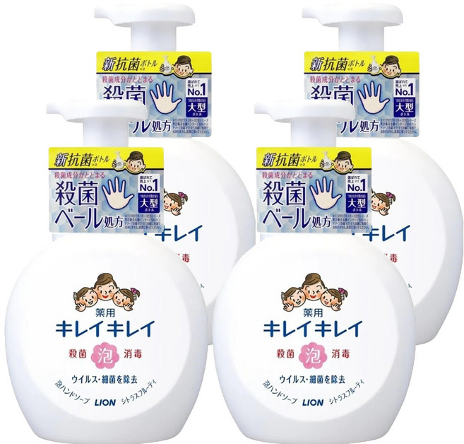 LION 獅王 趣淨 抗菌洗手慕斯 柑橘, 4瓶, 500ml