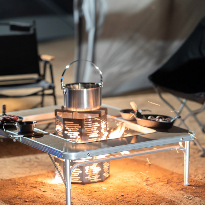 아이두젠 2in1 BBQ 캠핑테이블, 우드