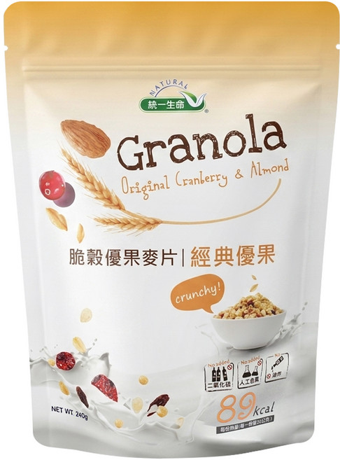 統一生機 脆穀優果麥片經典優果, 240g, 1包