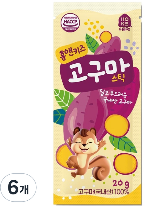 홈앤키즈 고구마스틱, 6개, 20g, 고구마맛