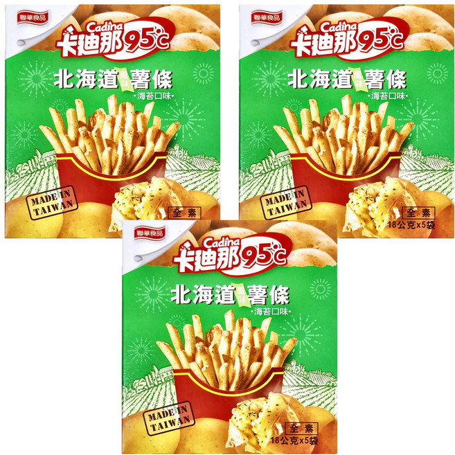Cadina 卡迪那 95度c鮮脆薯條5件組 海苔口味, 90g, 3包