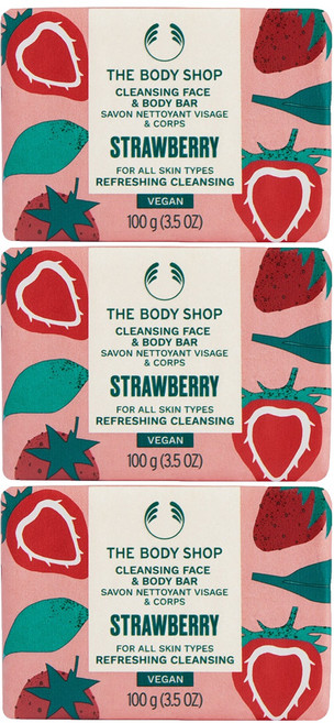 더바디샵 스트로베리 클렌징 페이스 앤 바디 바, 100g, 3개