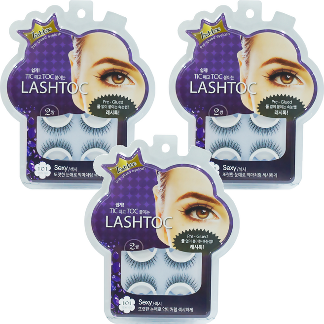래쉬톡 시즌2 노글루 원터치 인조속눈썹, 섹시, 3개