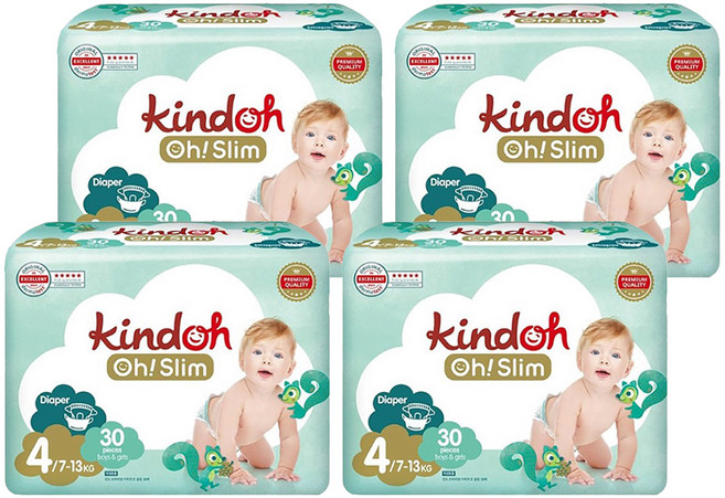 kindoh Oh! Slim 超薄黏貼型尿布 7~13kg, 第4階段, 120片