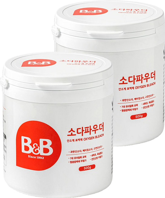 비앤비 유아용 소다 파우더 표백제, 500g, 2개