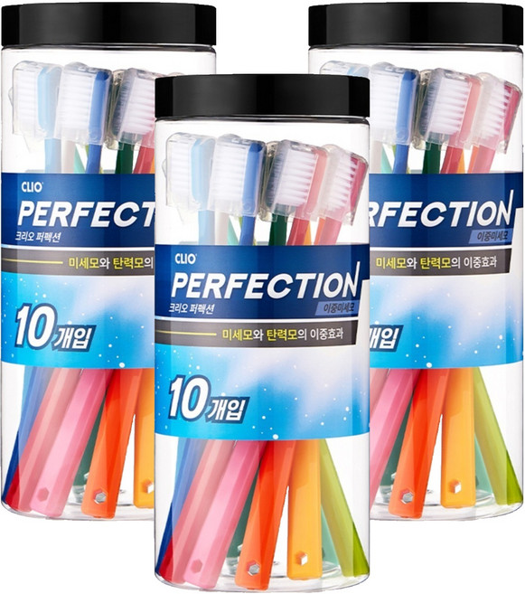 크리오 퍼펙션 이중미세모 비비드 칫솔 세트, 10개입, 3세트