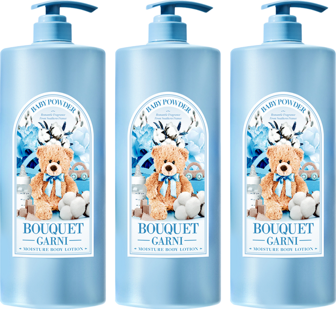 부케가르니 모이스처 바디로션 베이비파우더향, 1.5L, 3개