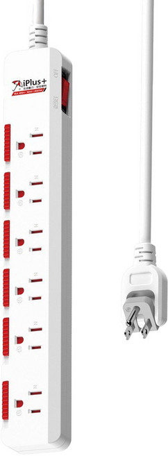 iPlus 保護傘 防塵扁插延長線 1切6座, 2.7m, 白色, 1條