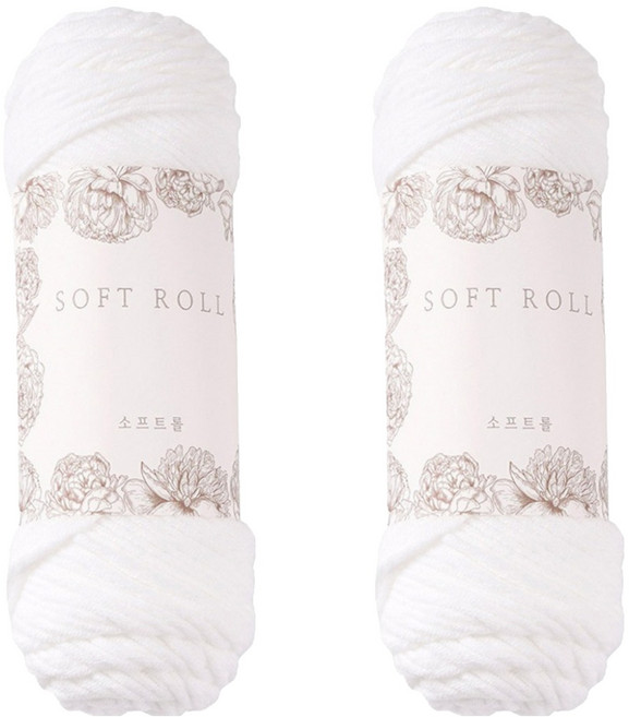 청송뜨개실 소프트롤 뜨개실 100g, 01 화이트, 2개