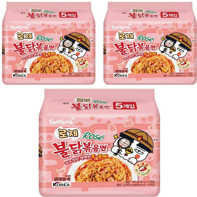Buldak Ramen 火辣雞肉風味鐵板炒麵 粉紅醬風味 140g, 15包