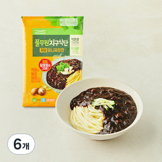 풀무원 식물성 유니 짜장면 2인분, 626g, 6개
