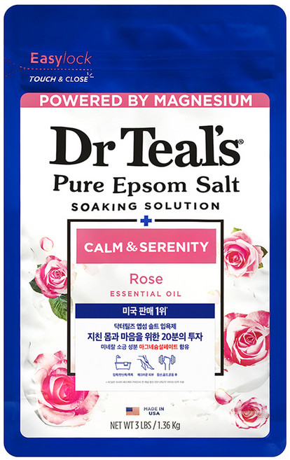 Dr Teal's 純淨瀉鹽牛奶玫瑰入浴劑, 1個, 1.36kg