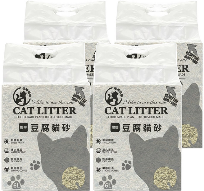 咪咪貓砂 植物豆腐貓砂, 咖啡牛奶, 6L, 4包