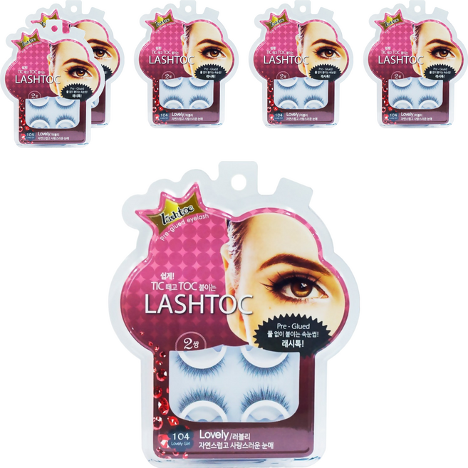 래쉬톡 시즌2 노글루 원터치 인조속눈썹, 러블리, 6개