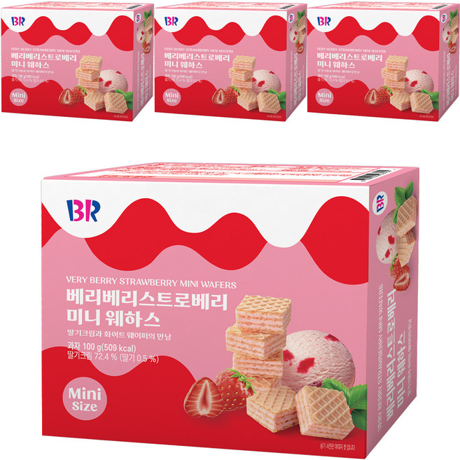 배스킨라빈스 베리베리 스트로베리 미니 웨하스, 4개, 100g