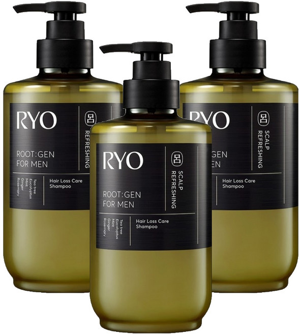 려 루트젠 탈모 샴푸 약산성 단백질 비건 두피 남성 티트리 앤 유칼립투스향, 515ml, 3개