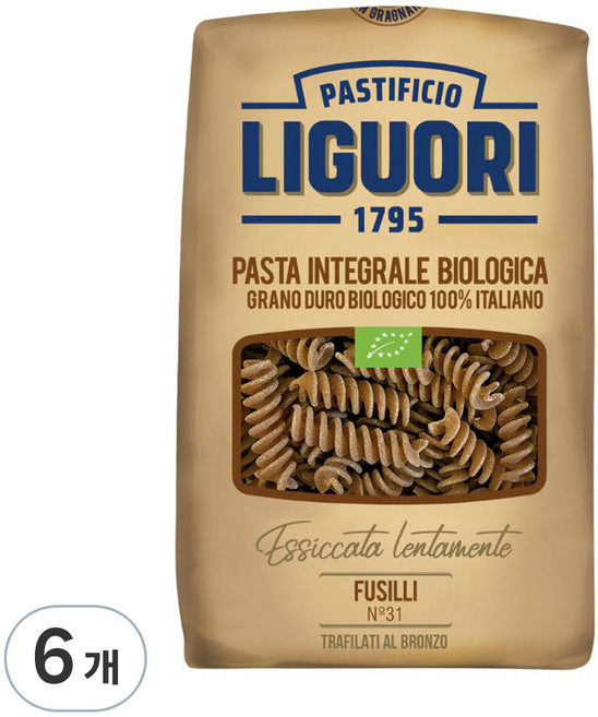 리구오리 유기농 통밀 푸실리, 500g, 6개