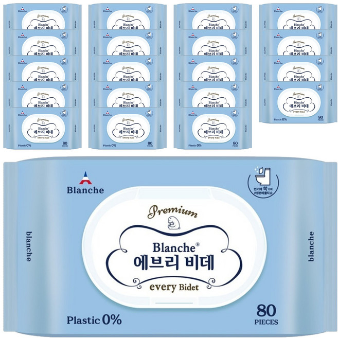 blanche Every Bidet 附蓋型濕紙巾, 20個, 80張