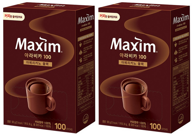 맥심 아라비카100 아메리카노 블랙, 900mg, 100개입, 2개