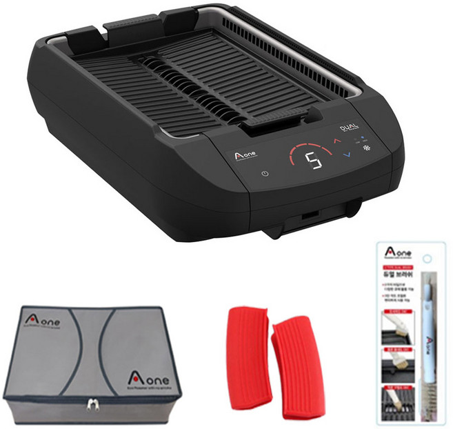 에이원그릴 프리미엄 국내생산 연기없는 듀얼 전기그릴, AOG-K200(블랙)