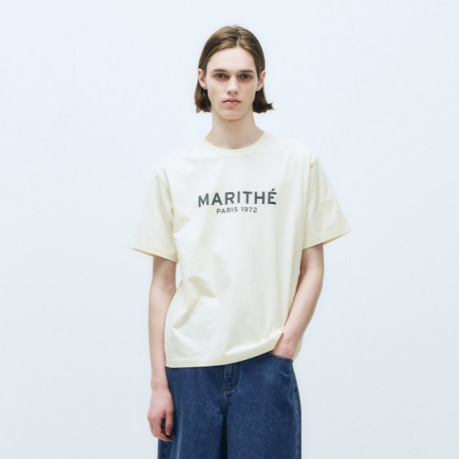 MaritheFrancoisGirbaud 男女通用 REGULAR LOGO TEE, 奶油色