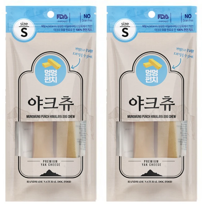 멍멍펀치 강아지 야크츄 져키 S, 치즈, 70g, 2개 - 쿠팡