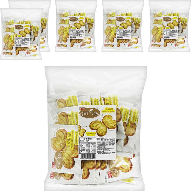 盛香珍 蝴蝶派 原味奶油 厚實口感 16個, 6袋, 400g