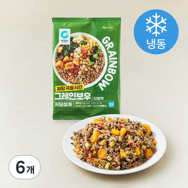 청정원 그레인보우 단호박 2개입 (냉동), 400g, 6개