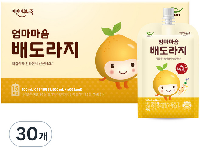 베이비본죽 엄마마음 배도라지즙, 100ml, 30개
