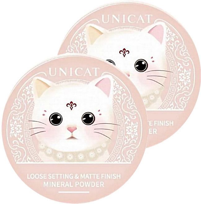 UNICAT 變臉貓 柔焦毛孔礦物控油蜜粉 10g, 象牙白色, 2個