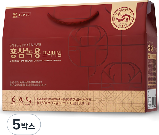 종근당건강 홍삼녹용 프리미엄, 30회분, 5박스