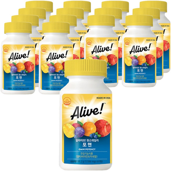 얼라이브 원스데일리 포 맨 멀티비타민, 60정, 15개