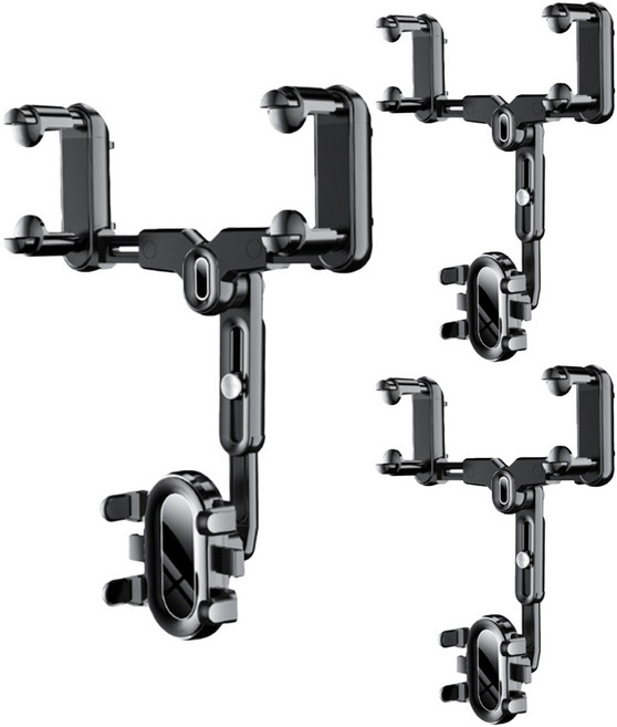 지리즈 차량용 360회전 각도조절 스마트폰 거치대 룸미러형, 3개, 블랙