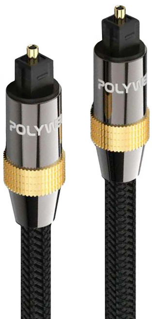 POLYWELL 寶利威爾 SPDIF 數位光纖音源線 Toslink 公對公 PW15-W25-B001, 黑色, 1條, 1m