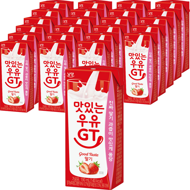 맛있는 우유GT 딸기우유, 190ml, 24개