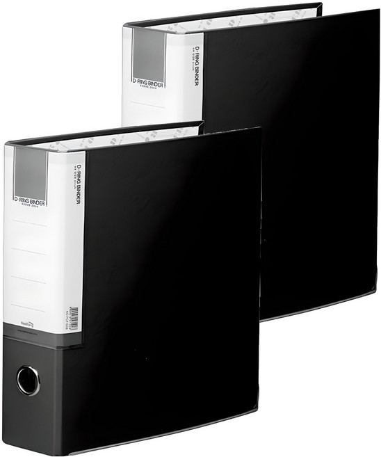 희망사무포인트 3공 D링 합지 바인더 7cm, 흑색, 2개