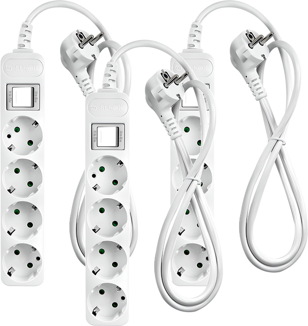 모노케어 접지 전선형 멀티탭 4구 DH-2048NT DH-1049-ST, 3m, 화이트, 3개