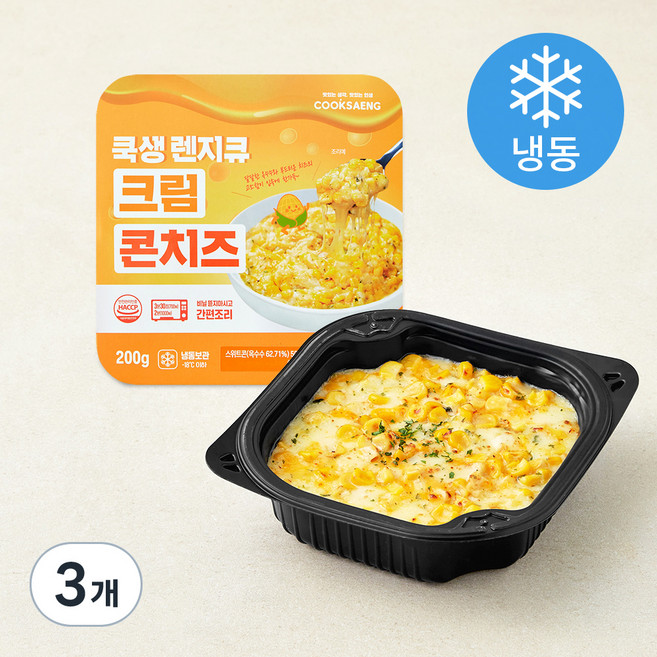 쿡생 렌지큐 크림콘치즈 (냉동), 200g, 3개
