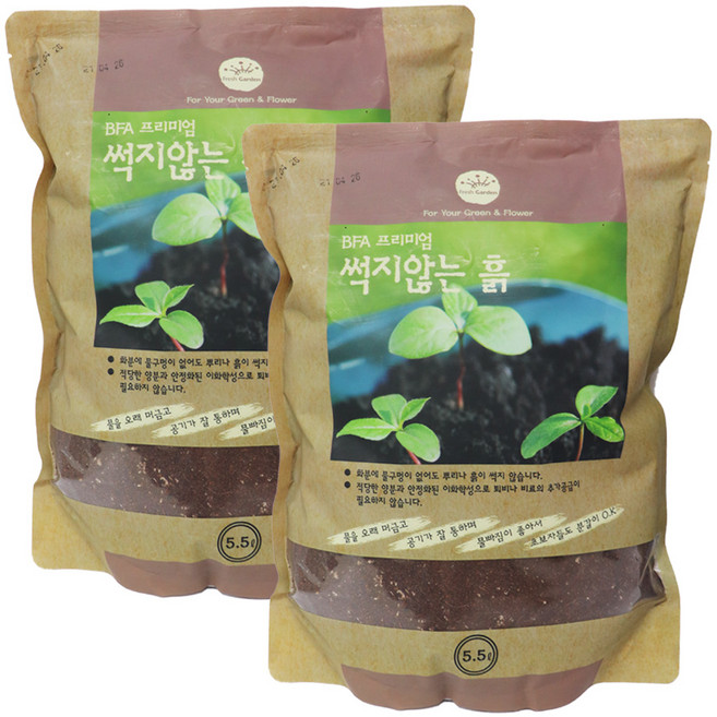 프레시가든 BFA프리미엄썩지않는흙, 2개, 5.5L