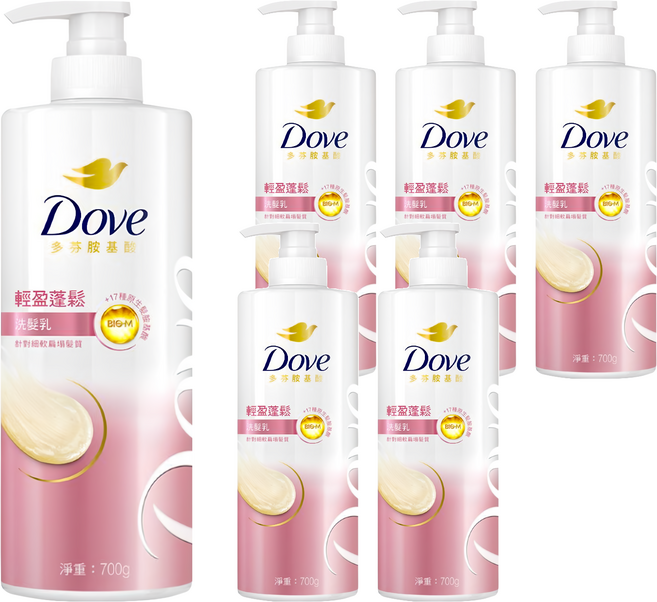 Dove 多芬 輕盈蓬鬆洗髮乳, 700g, 6瓶