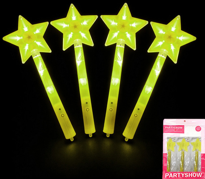 파티쇼 LED스타별봉, 옐로우, 4개