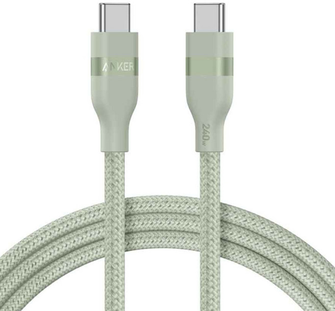 ANKER USB-C to USB-C 編織充電線, 綠色, 1條, 1.8m