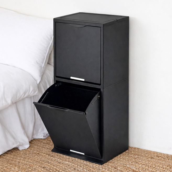 리빙앤트리 블렌딩 분리수거함 2단, 블랙