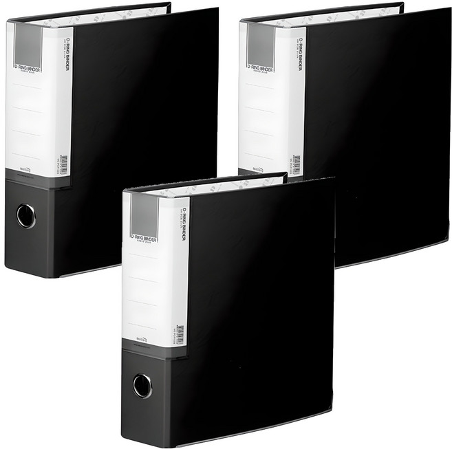 희망사무포인트 D링 합지 바인더 7cm 3공, 흑색, 3개