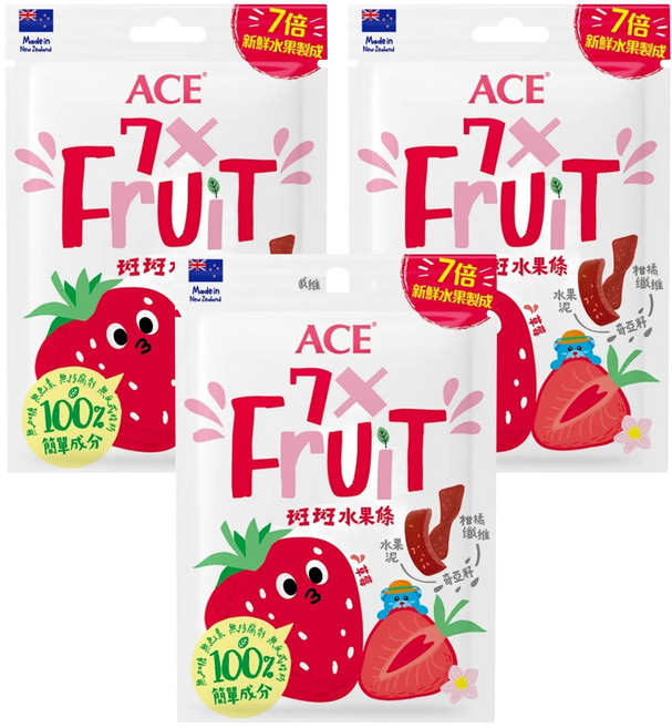 ACE 斑斑水果條 草莓 + 奇亞籽, 32g, 3包
