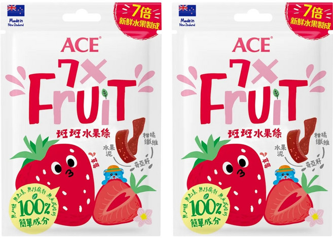 ACE 斑斑水果條 草莓 + 奇亞籽, 32g, 2包
