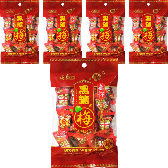 惠香食品 黑糖話梅糖 無籽 口味純正 香濃無比, 140g, 5袋