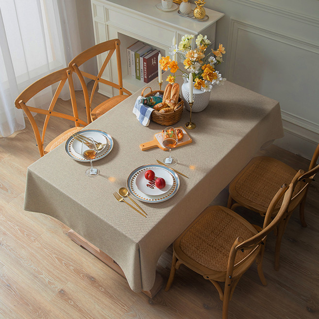 제이토리 린넨 방수 무지 식탁보, 브라운, 4인용(130 x 180 cm), 1개
