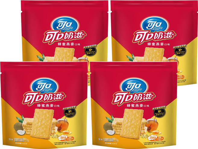可口 可口奶滋 蜂蜜燕麥口味量販分享包, 225g, 4袋