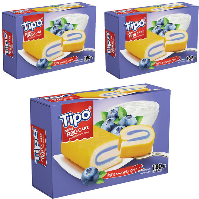 Tipo 瑞士捲 藍莓優格口味, 180g, 3盒